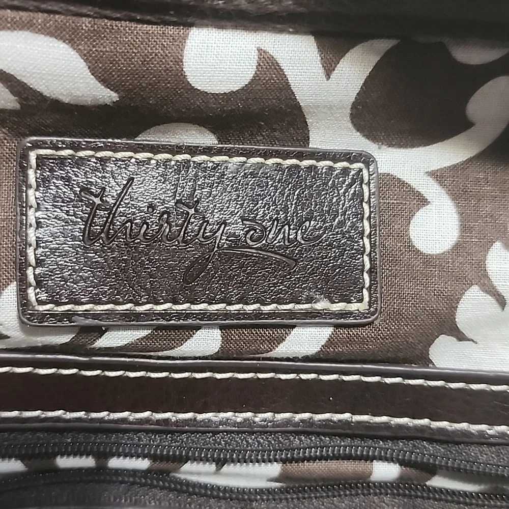 THIRTY-ONE  DARK BROWN  LEATHER EXTERIOR SHOULDER BAG 👜  PURSE. - Picture 6 of 9